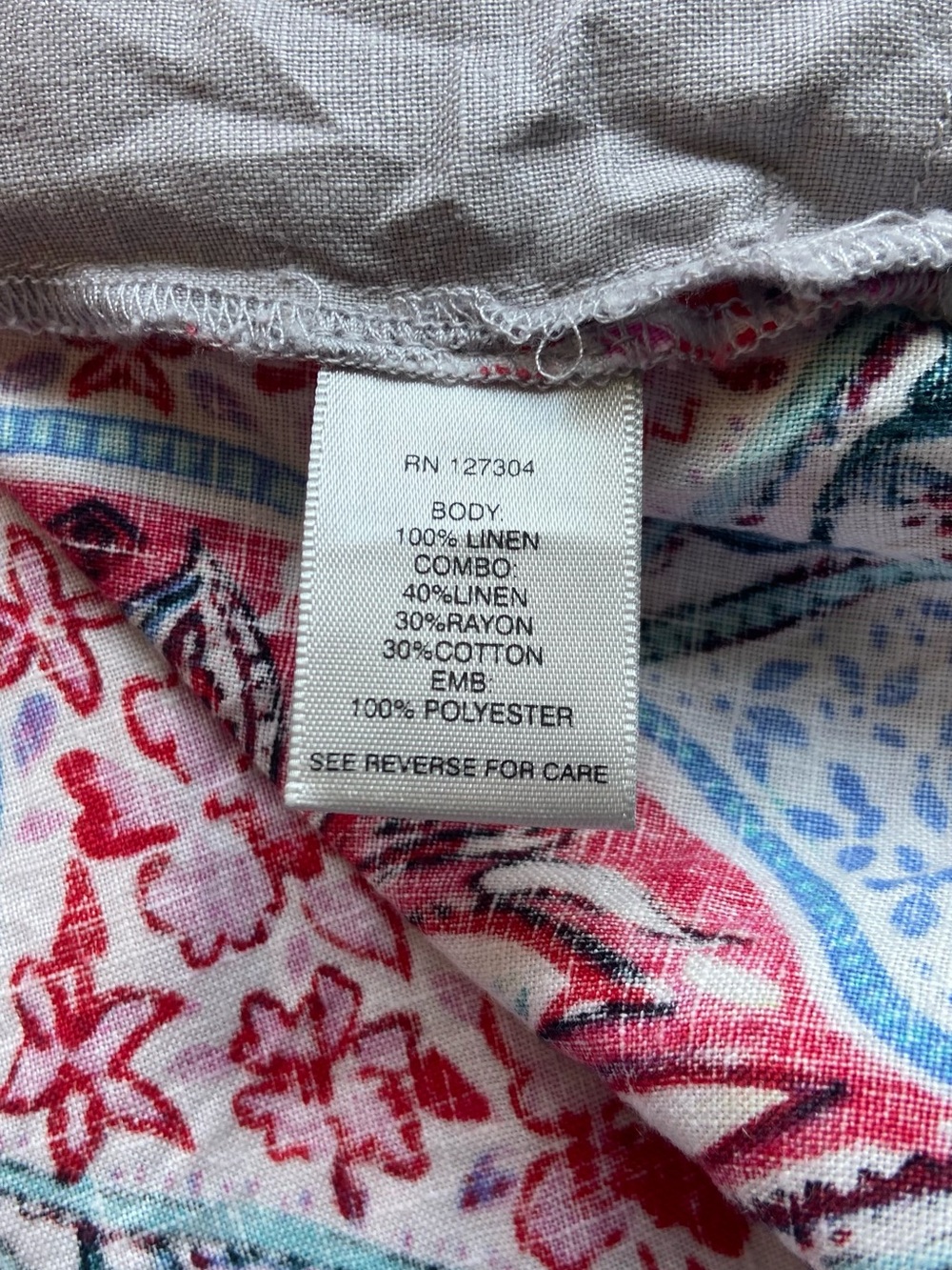 John Mark Patchwork Tunic Blouse XL Boho Embroidered Linen Floral Pockets - Picture 5 of 11